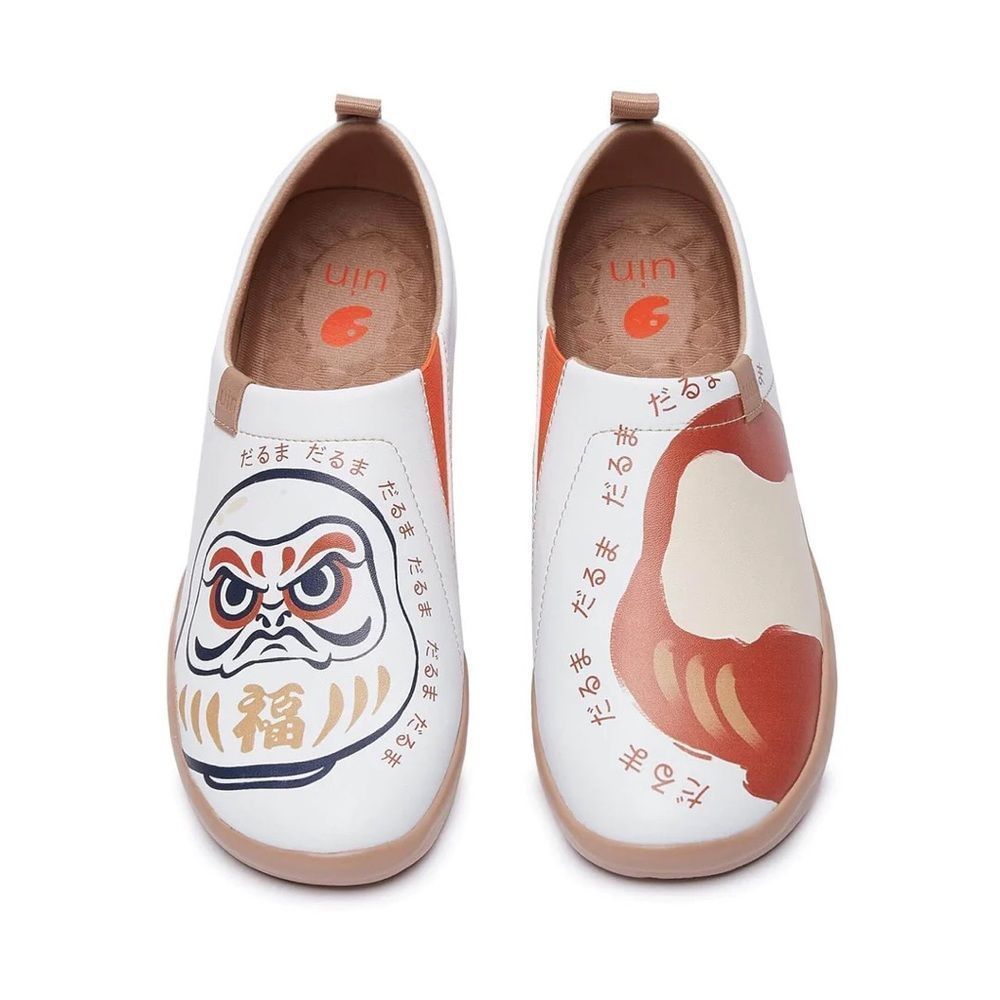 UIN White and Orange Artistic Sneakers